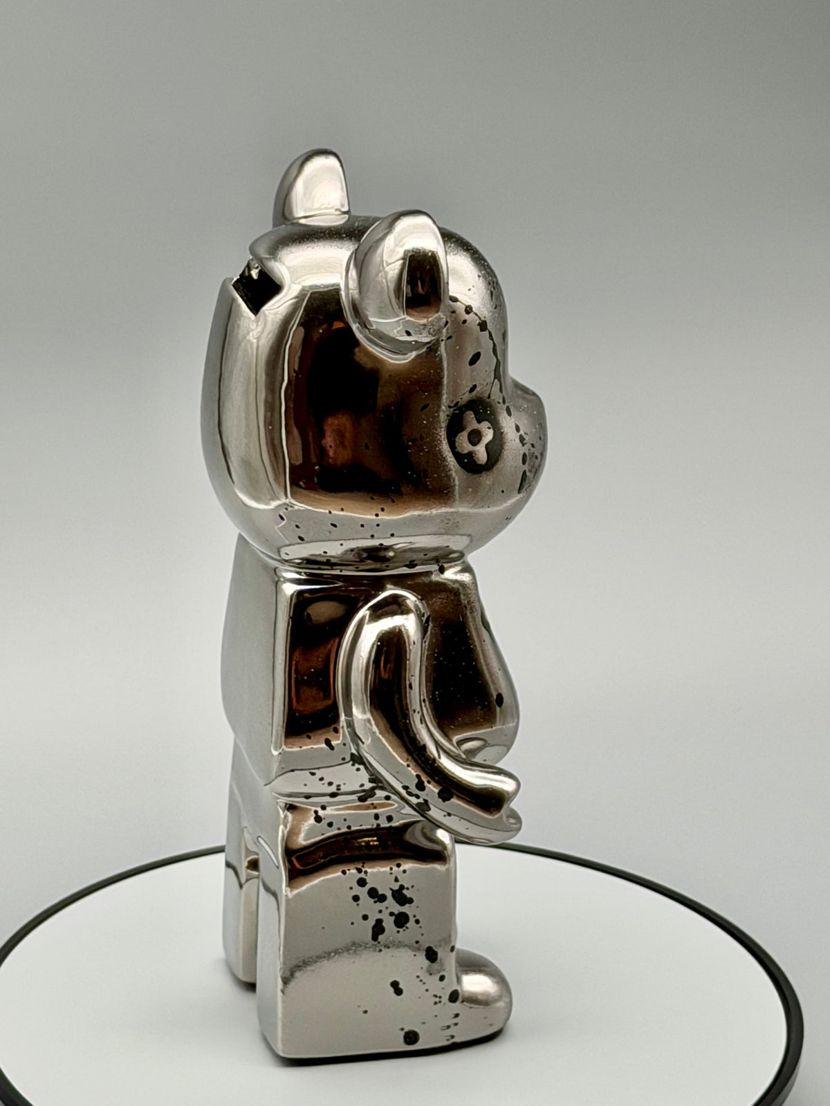 Pop Art Bär Silber Kunst Dekofigur Unikat
