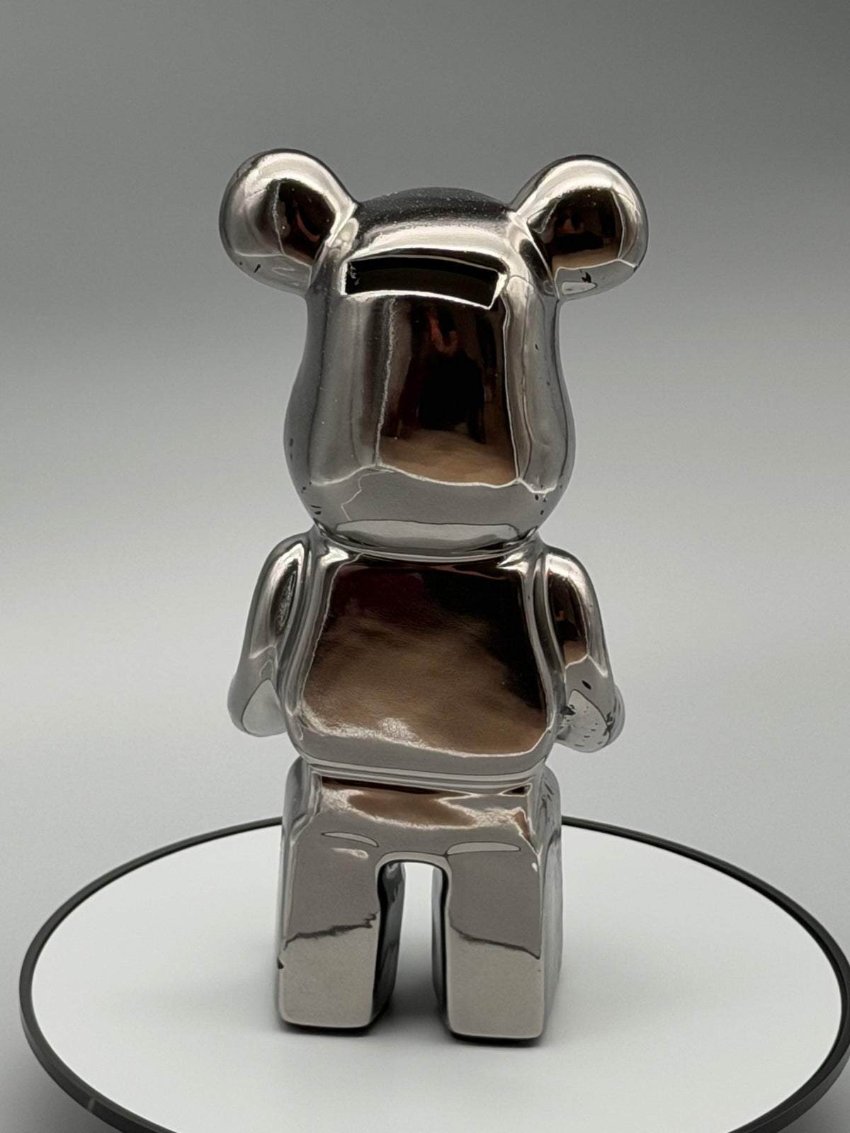 Pop Art Bär Silber Kunst Dekofigur Unikat